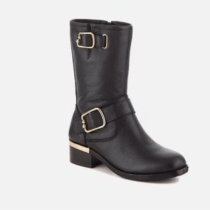 New Vince Camuto women's black leather wantilla moto boots size 5 NWT